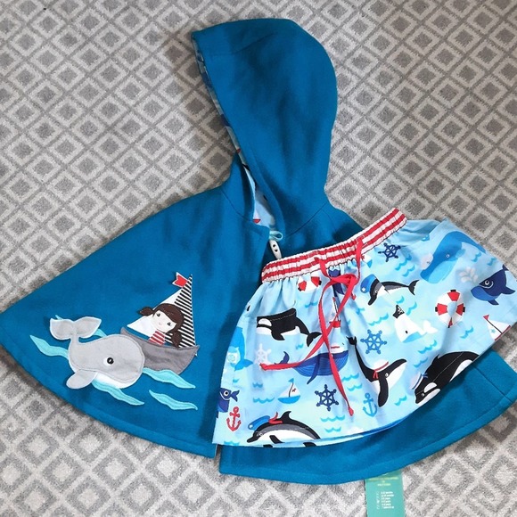Viola Studio Handmade Nautical Wool Capelet + Matching Skirt For Toddler - Picture 1 of 6